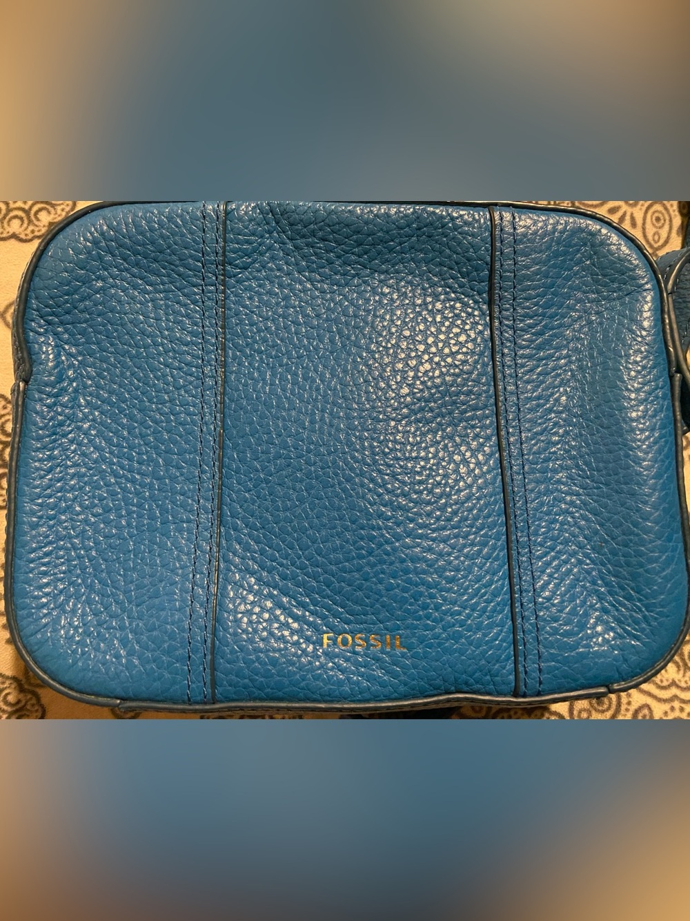 Fossil Pebbled cowhide leather  Shoulder Bag in Teal